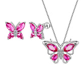 Butterfly Jewelry Set Birthstone July Ruby - Jewelry Set - Aurora Tears